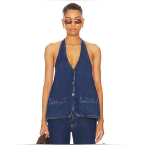 Lioness Hills Halter in Dark Denim Halter Top